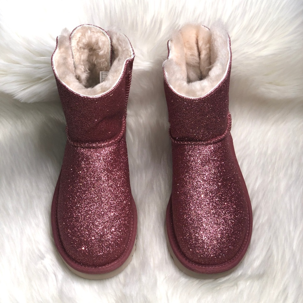 UGG Women's Mini Bailey Bow Sparkle Pink Boot - Picture 3 of 8